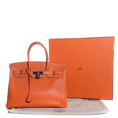 Hermes Taurillon Clemence Birkin 35 Orange 8 of 26