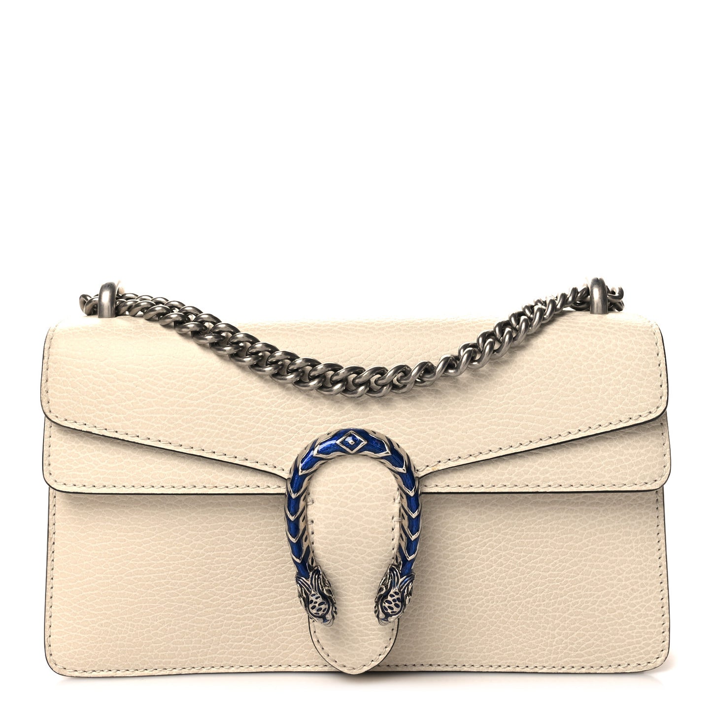 Dollar Calfskin Enamel Small Dionysus Shoulder Bag Mystic White Electric Blue