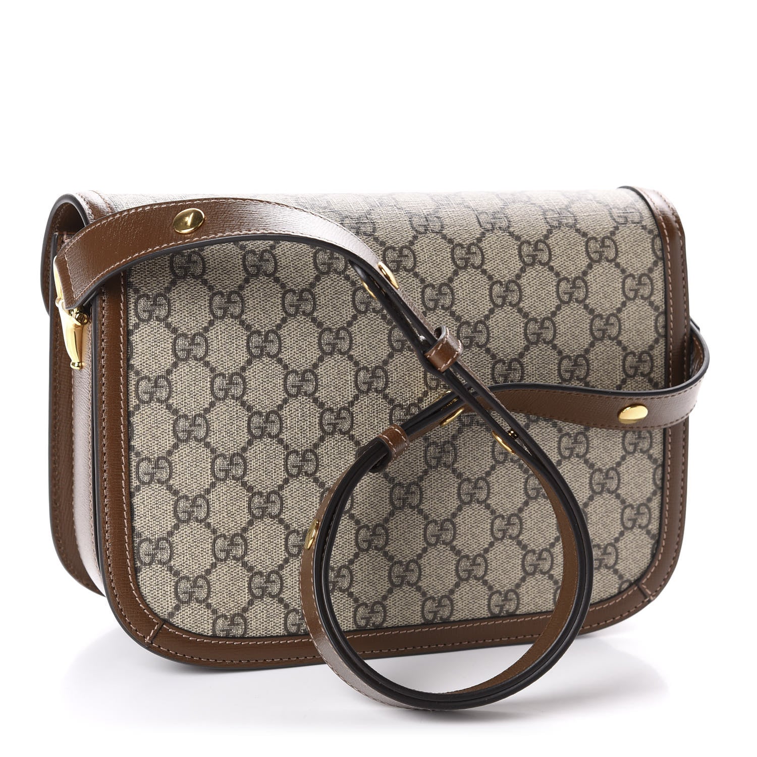 Gucci GG Supreme Monogram Horsebit 1955 Shoulder Bag Beige Brown Sugar 2 of 10