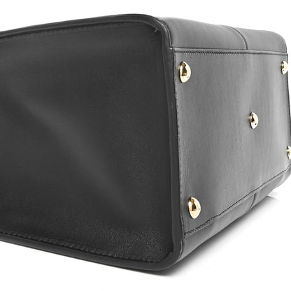 Fendi Vitello Seta Glazed Fabric FF 1974 Medium Peekaboo X-Lite Black Mogano Panna 8 of 9