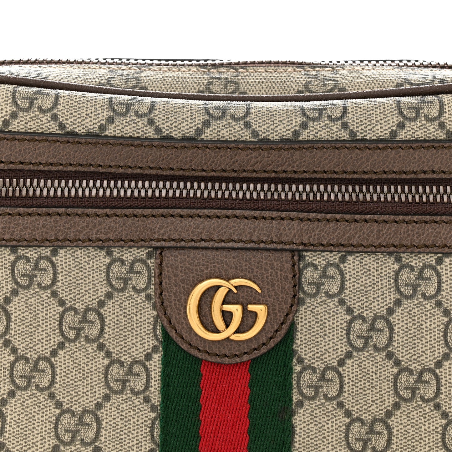 Soft GG Supreme Monogram Medium Ophidia Belt Bag Dark Brown