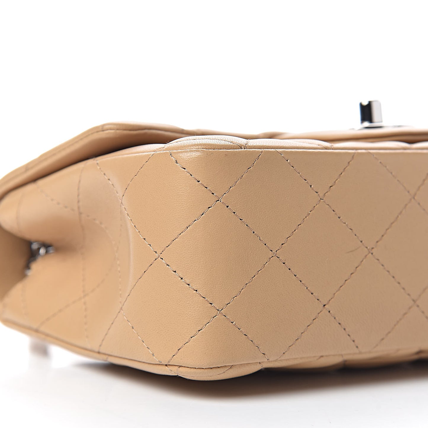 Lambskin Quilted Mini Rectangular Flap Beige