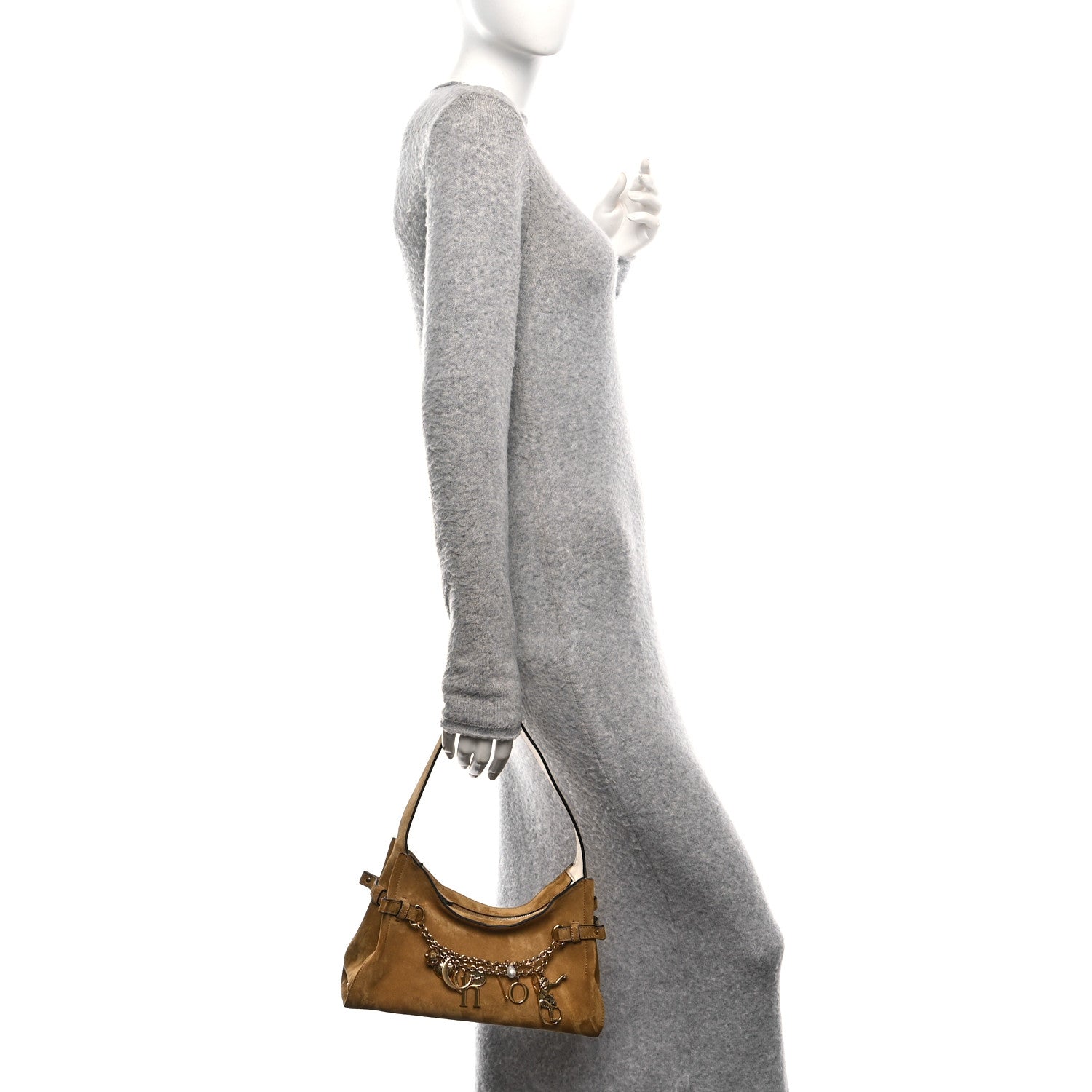 Chloe Suede Charms Hobo Bag Gold Khaki 2 of 9