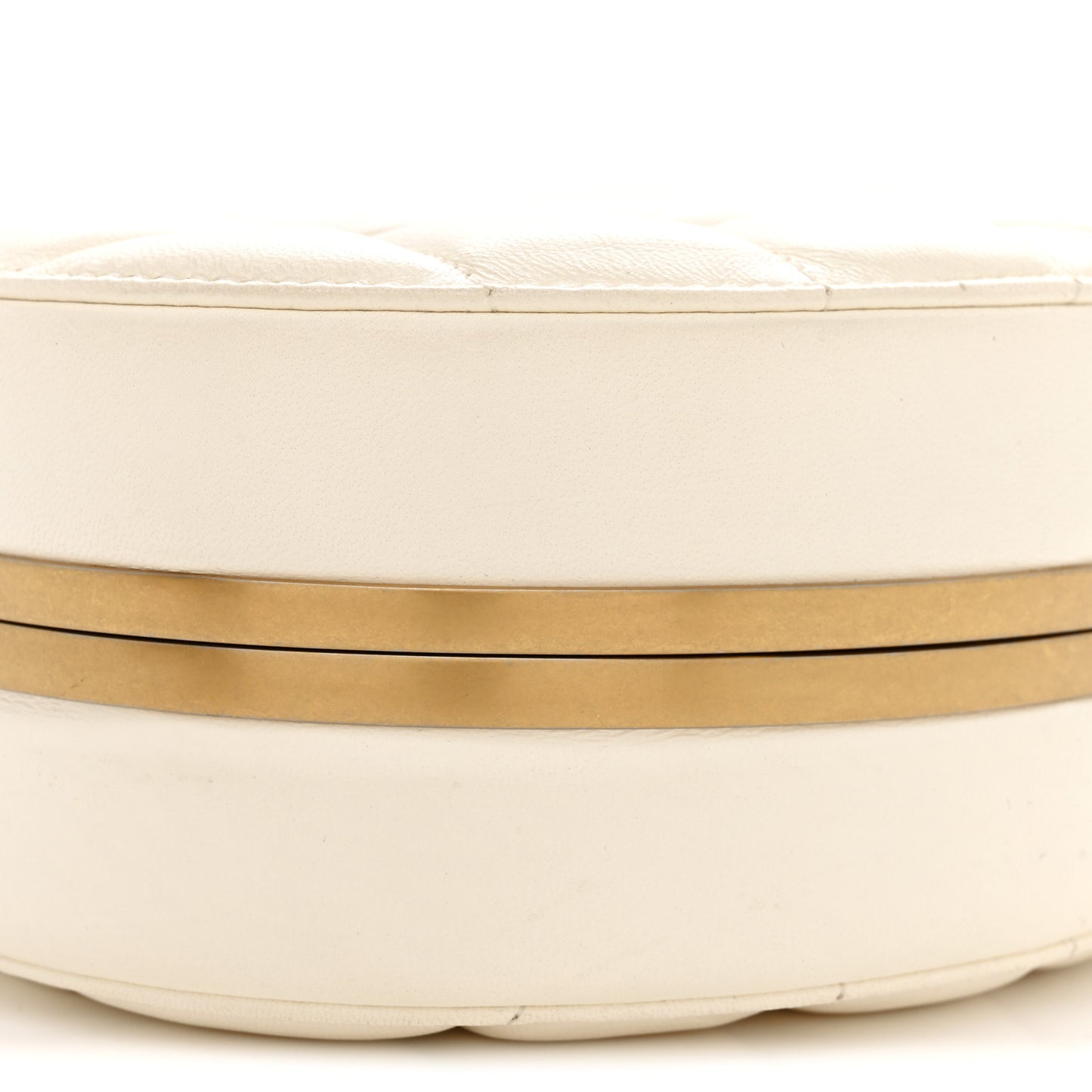 Lambskin Round Clutch With Chain White