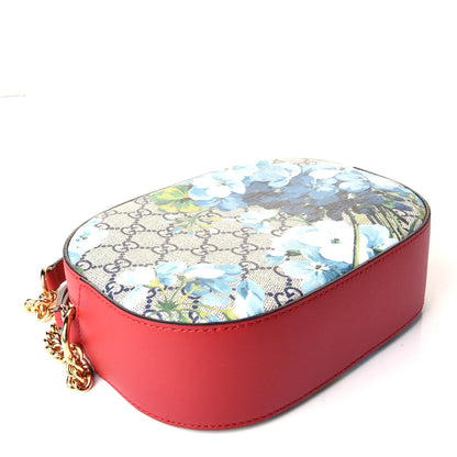 Gucci GG Supreme Monogram Blooms Mini Chain Shoulder Bag Beige Blue Navy Hibiscus Red 4 of 9