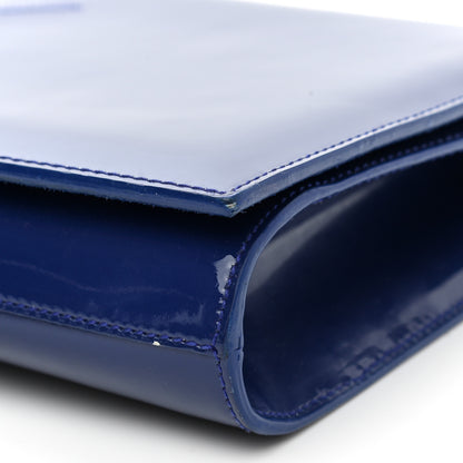 Saint Laurent Patent Calfskin Monogram Large Belle De Jour Clutch Royal Blue 8 of 10