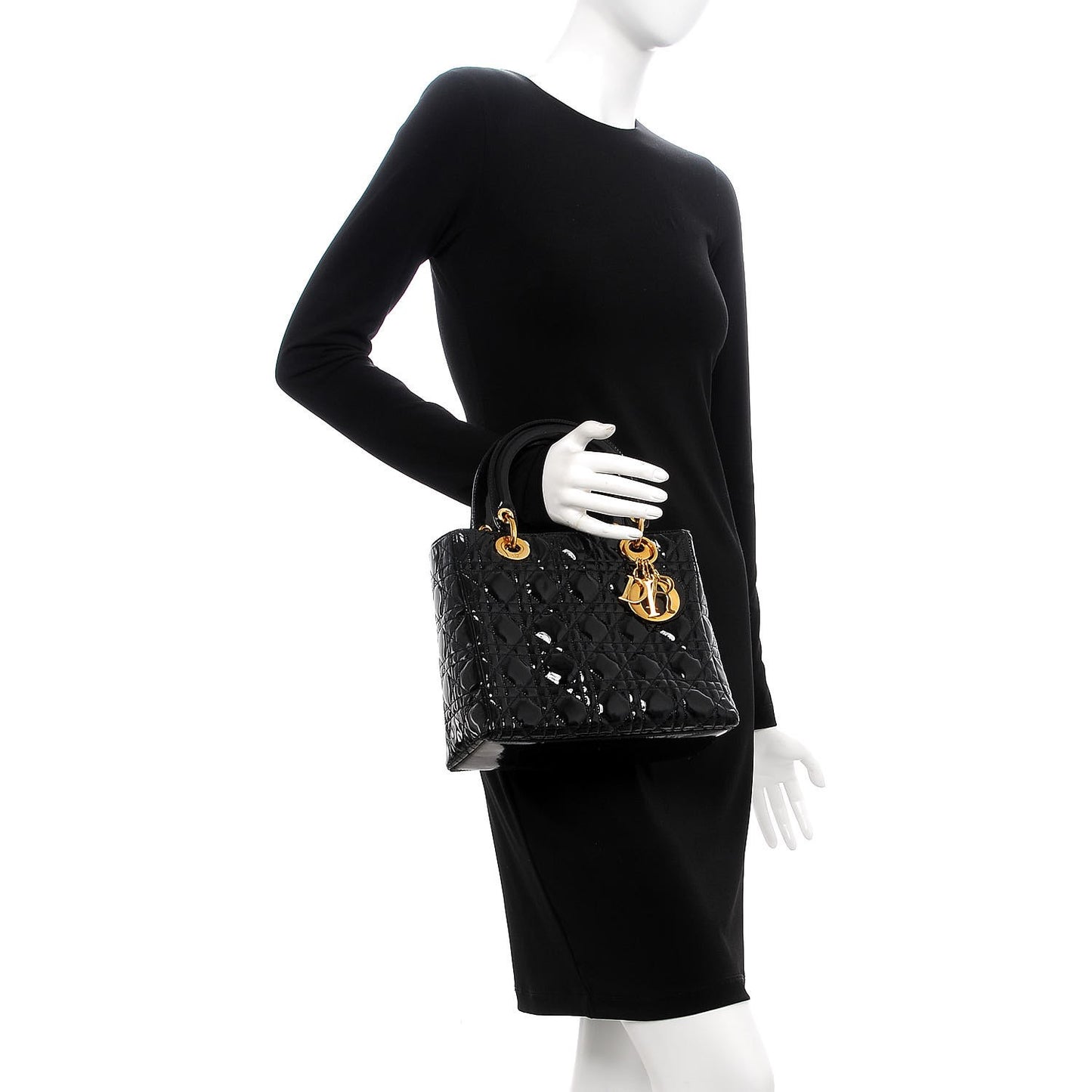 Patent Cannage Medium Lady Dior Black