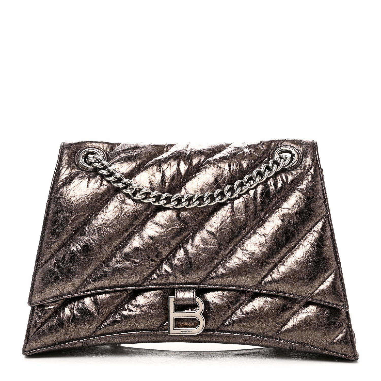 Balenciaga Metallic Crushed Calfskin Quilted Medium Crush Chain Bag Dark Bronze 1 of 9