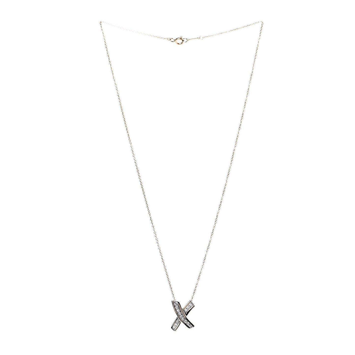 18K Yellow Gold Platinum Diamond Paloma Picasso Graffiti X Pendant Necklace