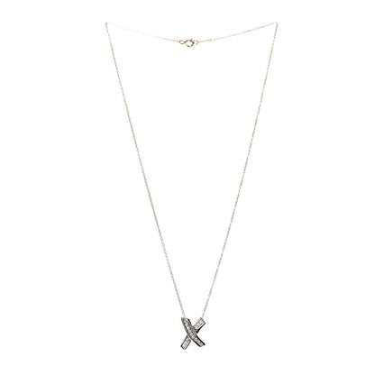 Tiffany 18K Yellow Gold Platinum Diamond Paloma Picasso Graffiti X Pendant Necklace 3 of 7