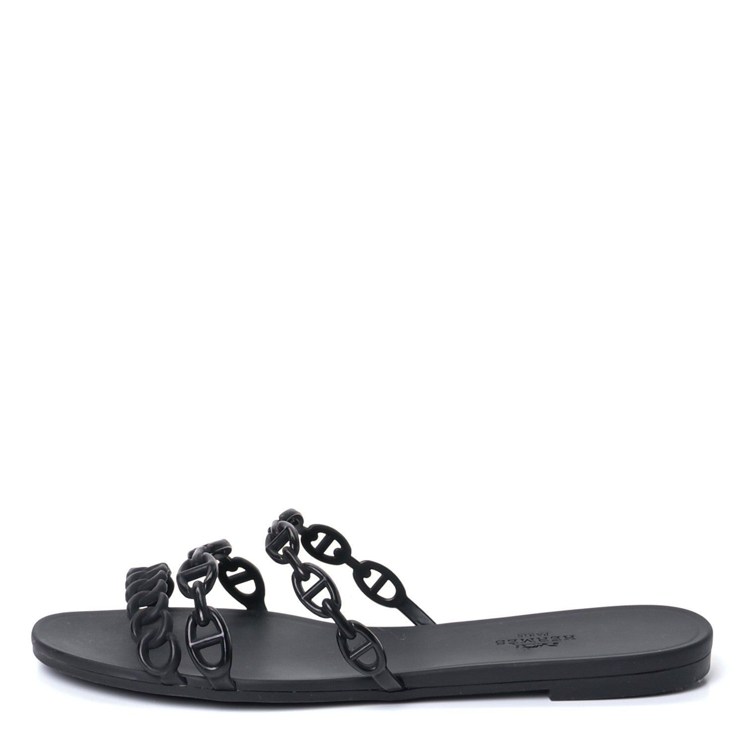 Hermes Rubber Chaine d'Ancre Rivage Sandals 39 Black 1 of 9
