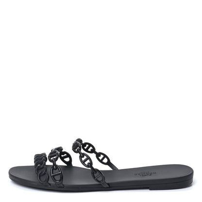 Hermes Rubber Chaine d'Ancre Rivage Sandals 39 Black 1 of 9