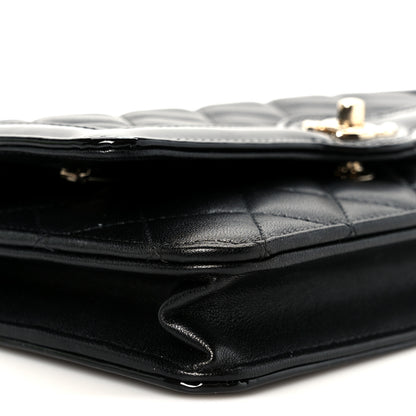 Chanel Lambskin Patent Calfskin Quilted Hold The Line CC Wallet On Chain WOC Black 10 of 12