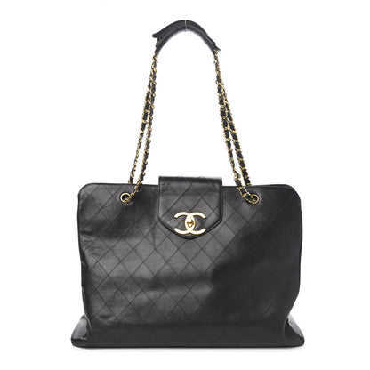 Chanel Calfskin Stitched XL Weekender Black 1 of 9