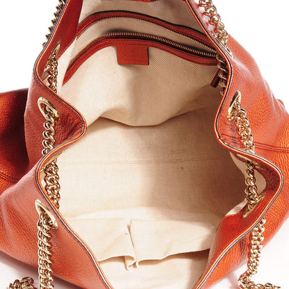 Gucci Metallic Pebbled Calfskin Medium Soho Chain Shoulder Bag Burnt Orange 9 of 9