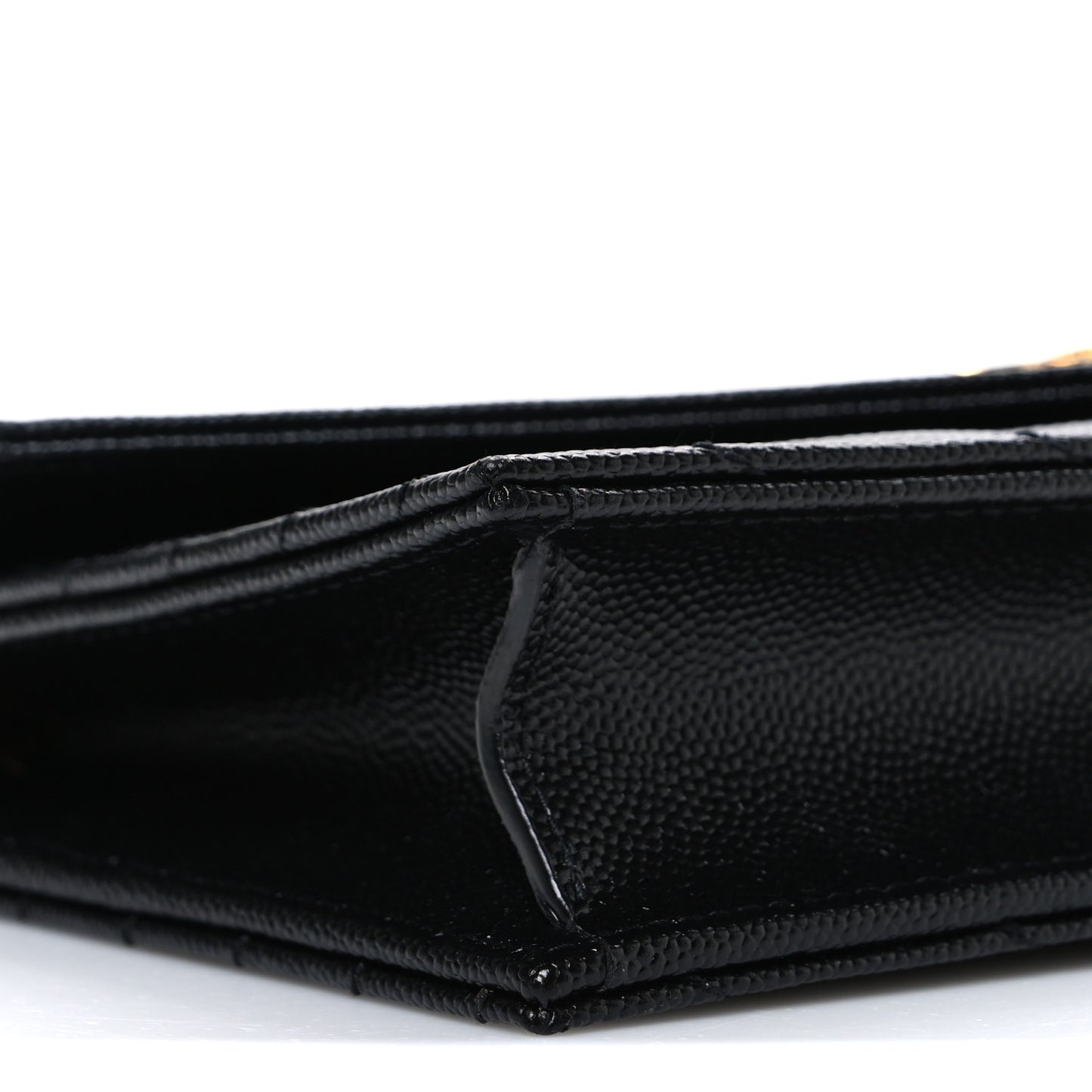 Grain De Poudre Matelasse Chevron Monogram Envelope Chain Wallet Black