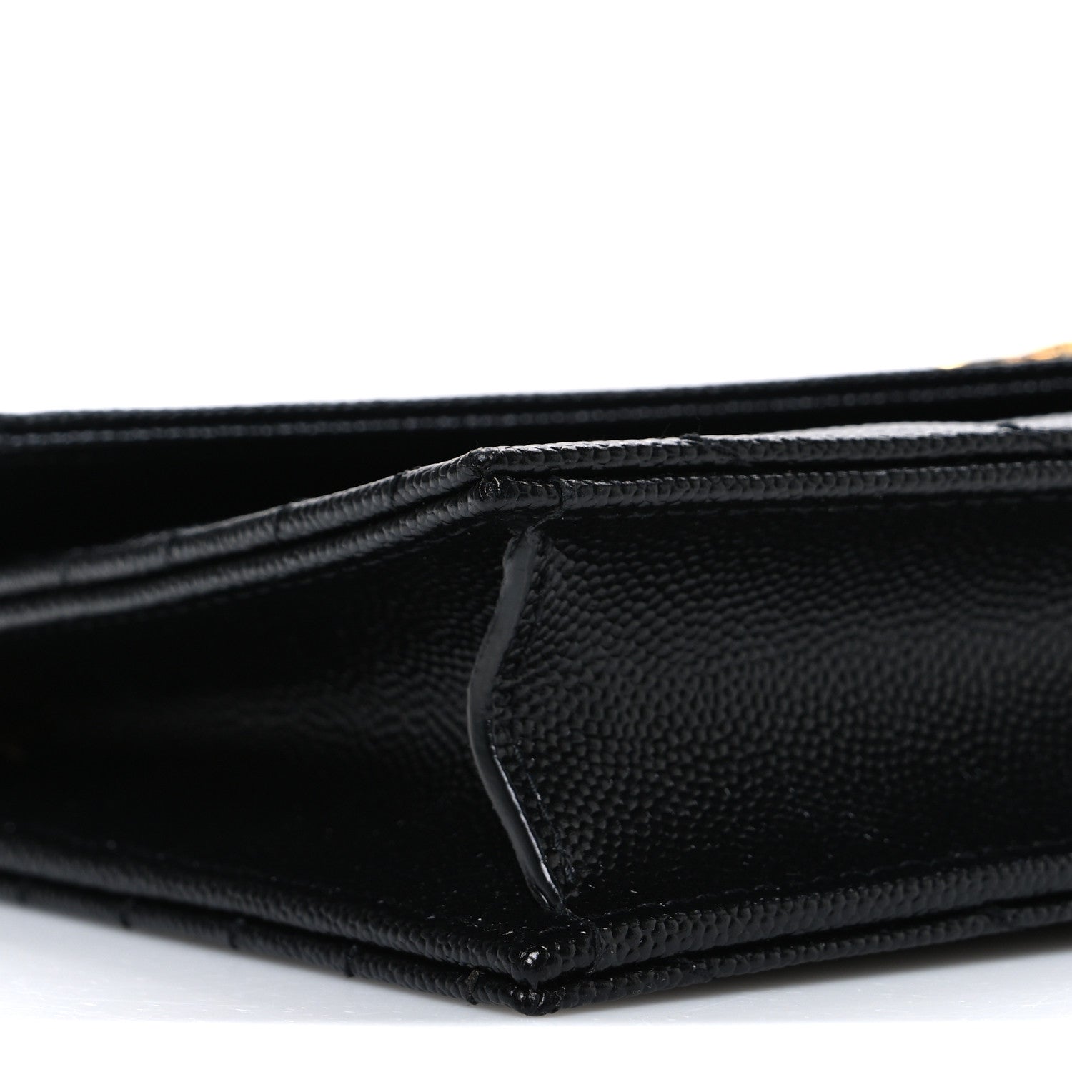 Saint Laurent Grain De Poudre Matelasse Chevron Monogram Envelope Chain Wallet Black 9 of 11