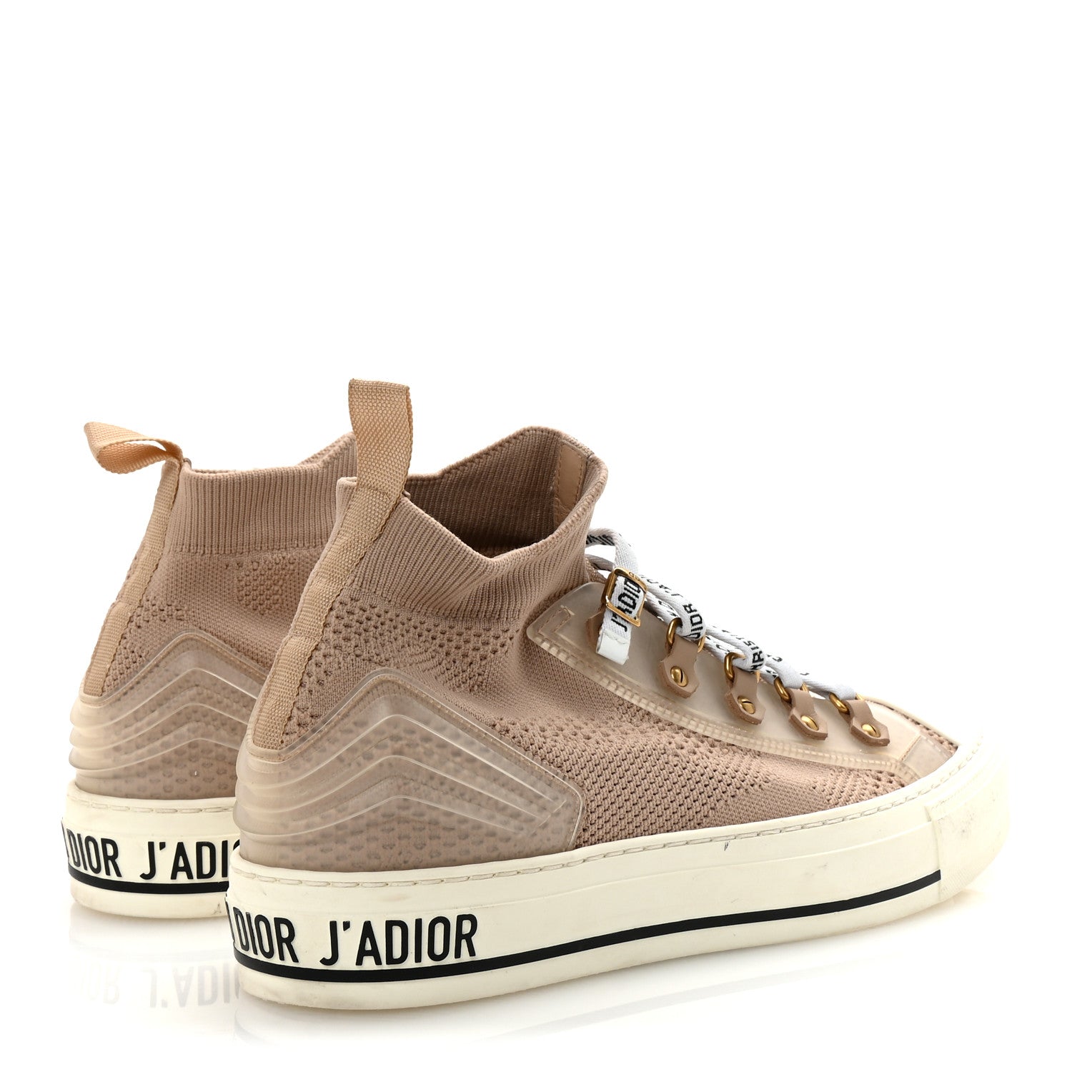 Christian Dior Camouflage Knit Calfskin Womens Walk'n Dior High Top Sneakers 39 Nude 5 of 10