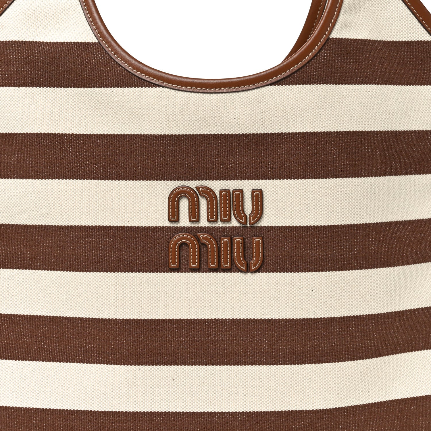 Miu Miu Canvas Calfskin Striped Ivy Cacao Naturale 7 of 9