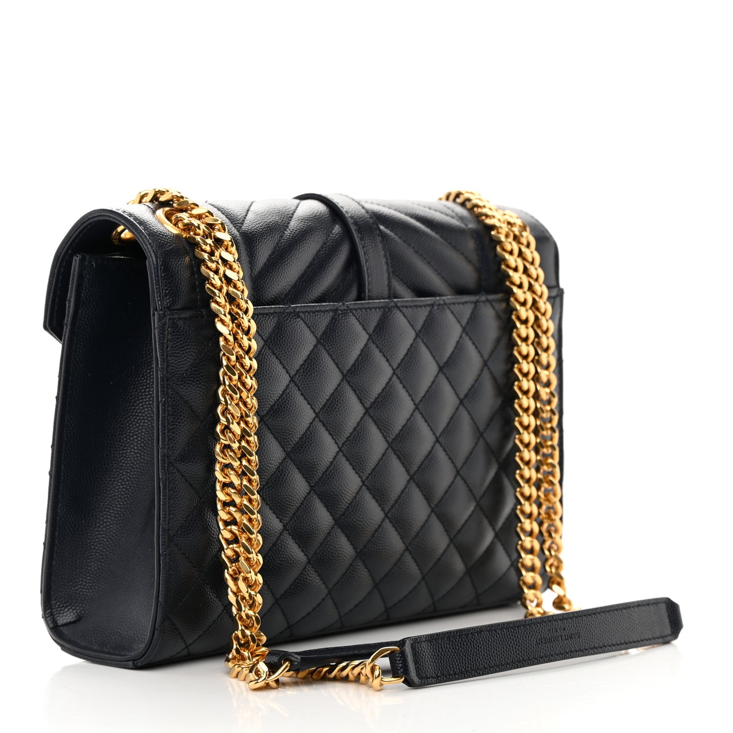 Grain De Poudre Textured Mixed Matelasse Triquilt Medium Monogram Satchel Deep Marine