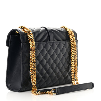 Saint Laurent Grain De Poudre Textured Mixed Matelasse Triquilt Medium Monogram Satchel Deep Marine 3 of 13
