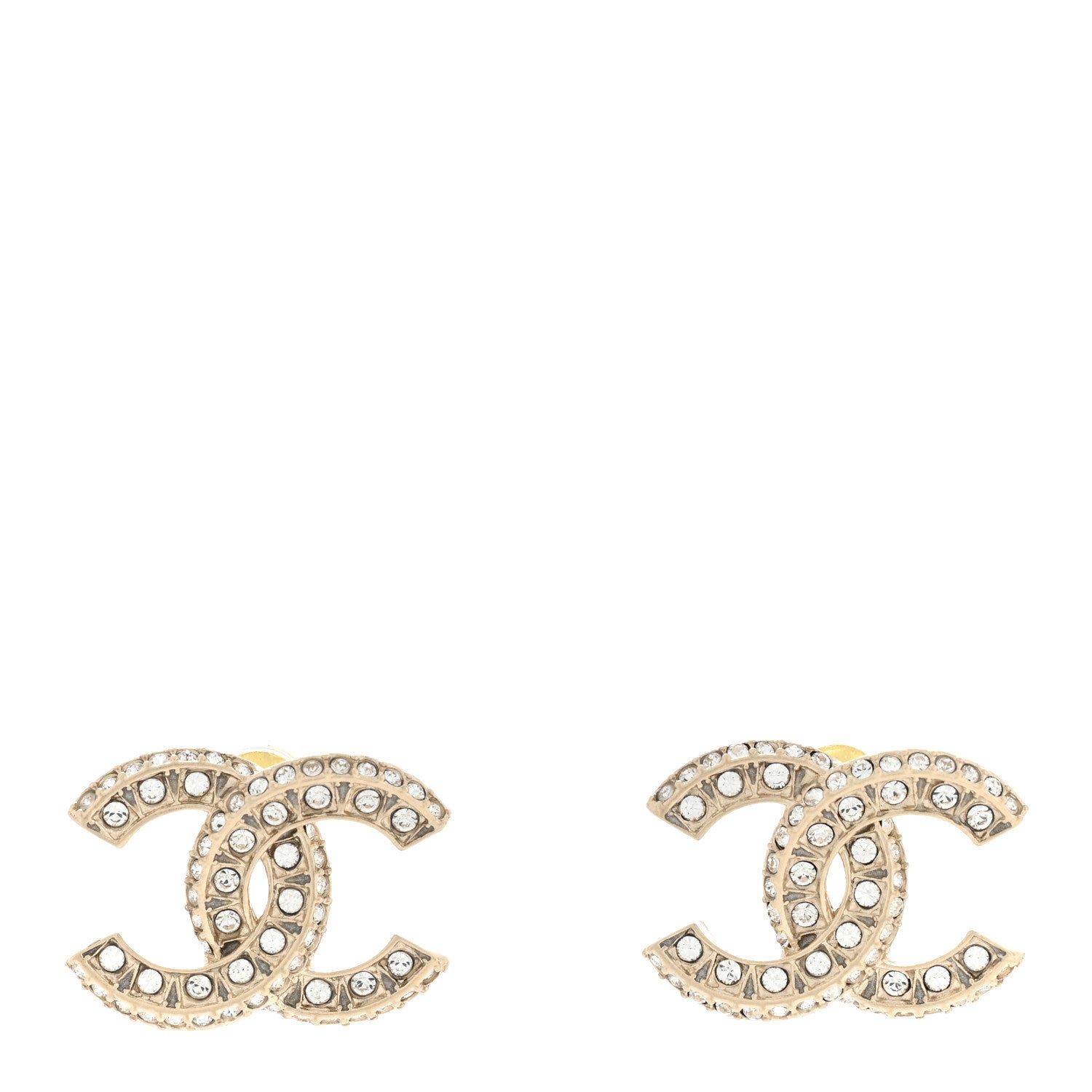 Chanel Crystal CC Earrings Light Gold 1 of 4