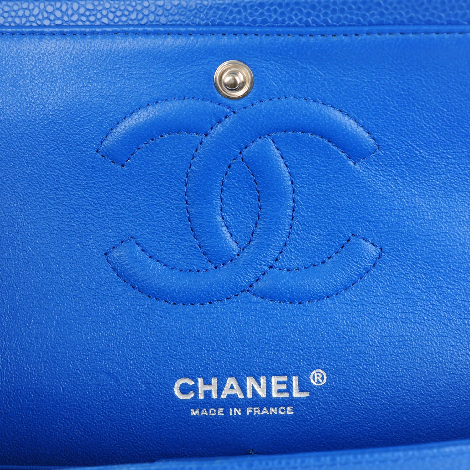 Chanel Caviar Quilted Medium Double Flap Blue 6 of 8