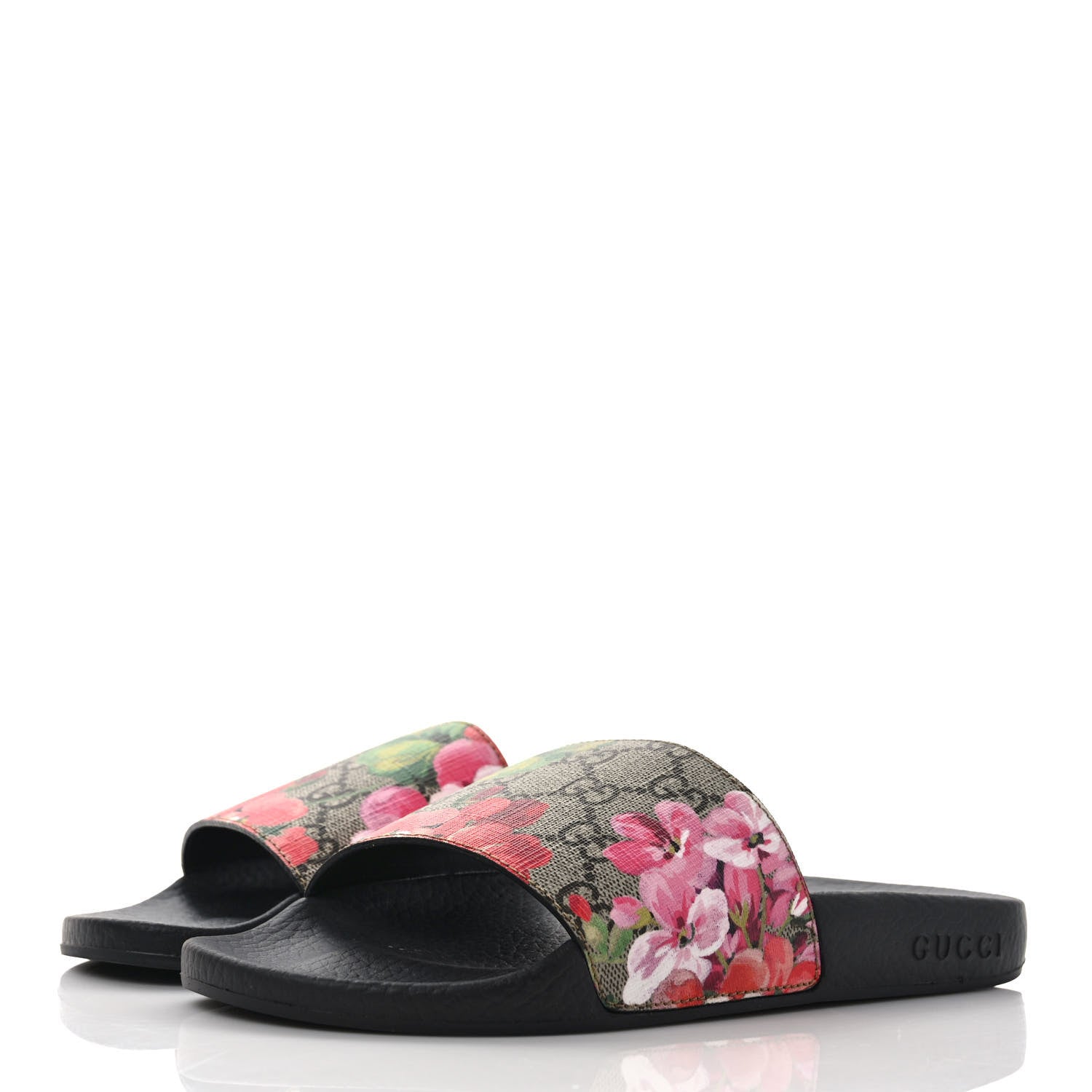 Gucci GG Supreme Monogram Blooms Slide Sandals 37 Beige Multicolor 3 of 8