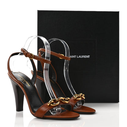 Saint Laurent Le Maillon 95 Ankle Strap Sandals 38 Caramel 9 of 9