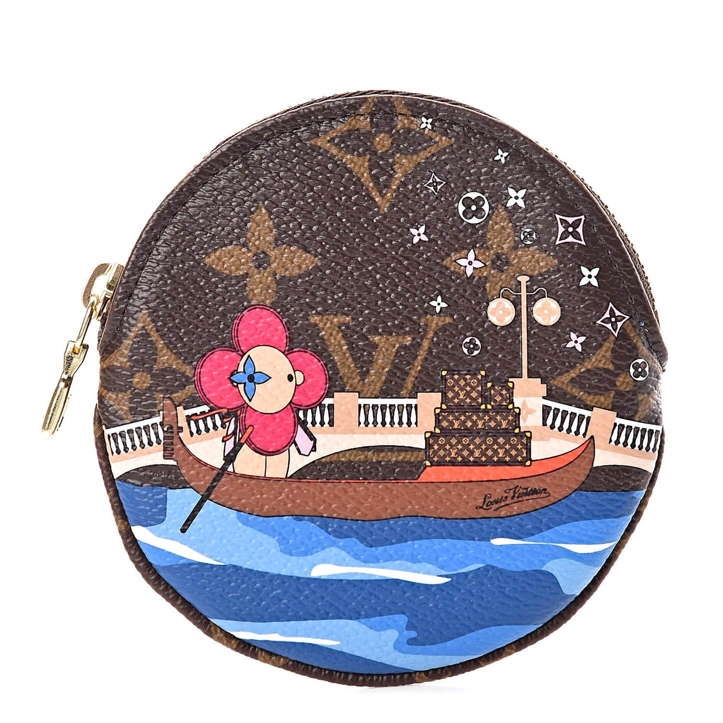 Monogram 2019 Christmas Animation Round Coin Purse Blue