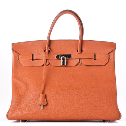 Hermes Taurillon Clemence Birkin 40 Orange 1 of 35