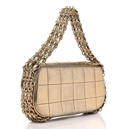 Chanel Metallic Lambskin Quilted Chocolate Bar 3 Chain Flap Gold 3 of 12