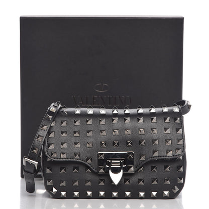 Valentino Garavani Vitello Mini Rockstud All Over Flap Saddle Crossbody Bag Black 8 of 8