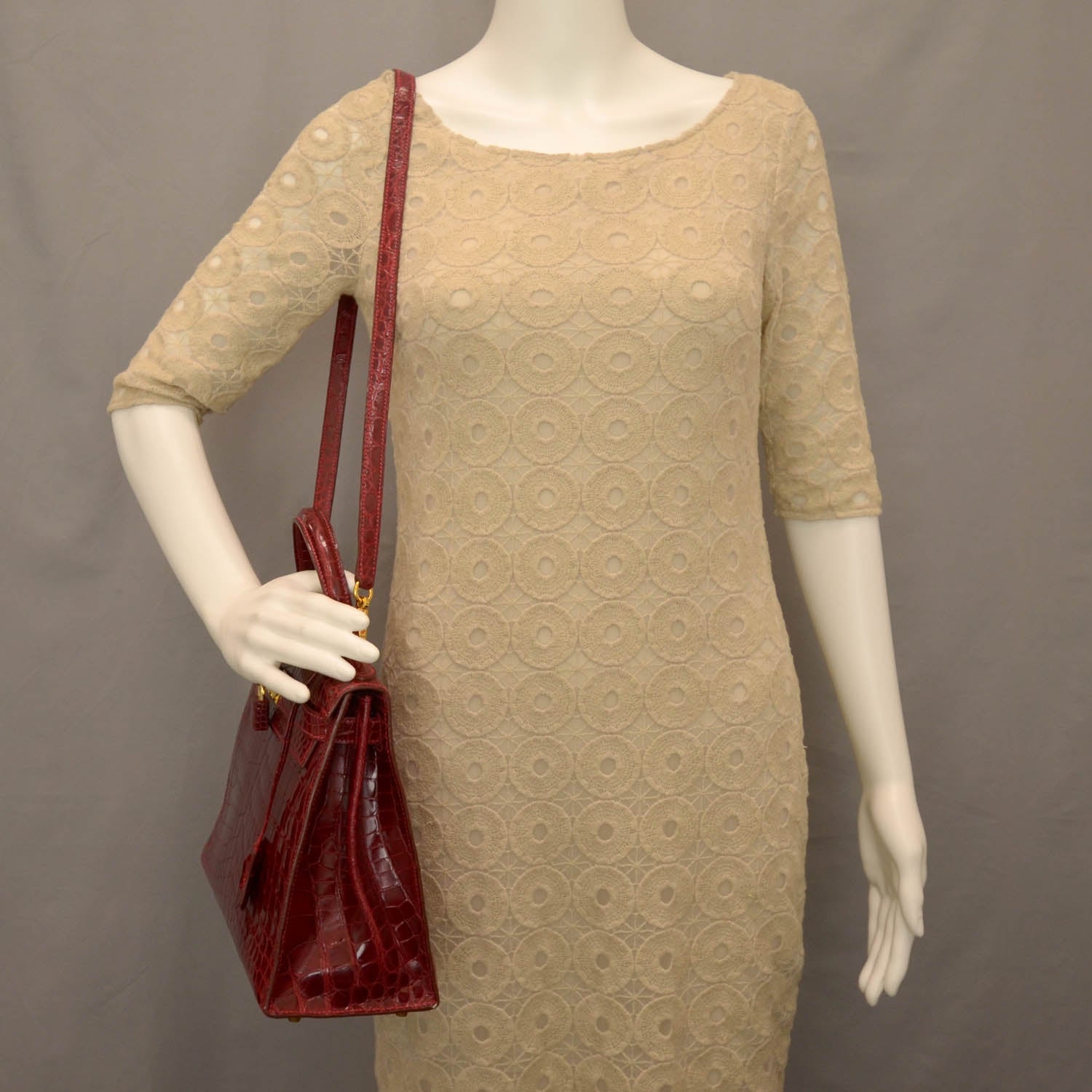 Hermes Shiny Niloticus Crocodile Kelly 28 Rouge H 3 of 10