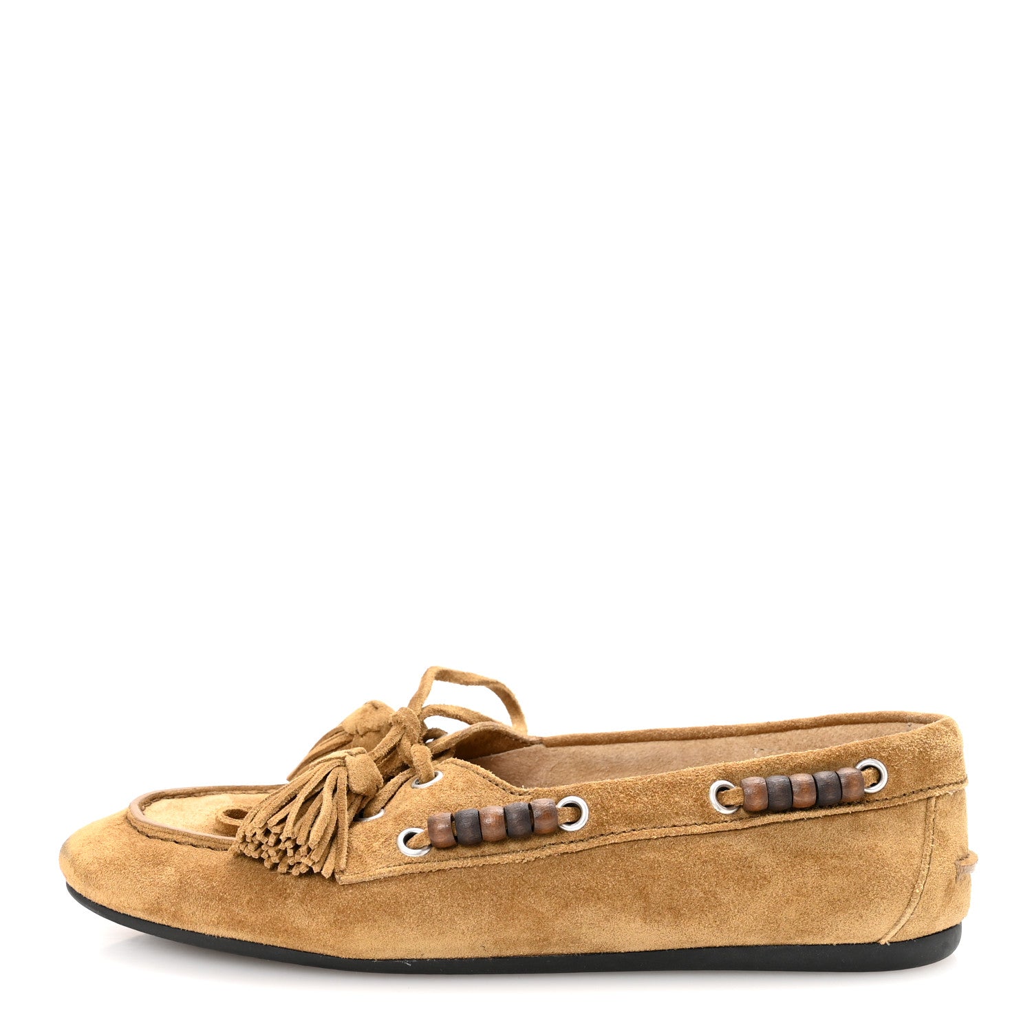 Miu Miu Suede Tassel Loafers 37 Olive Green 1 of 9