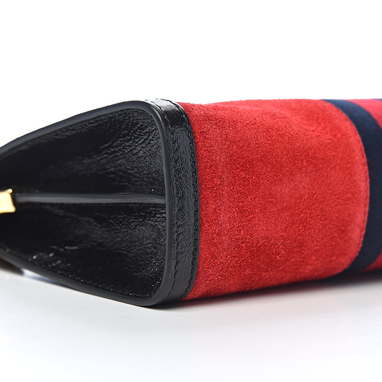 Suede Patent Web Small Ophidia Chain Shoulder Bag Hibiscus Red Black