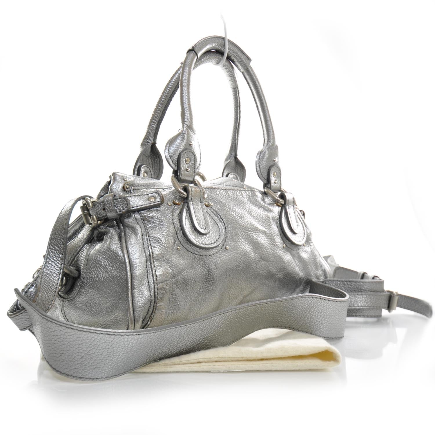 Chloe Leather Paddington Metallic Silver 2 of 13