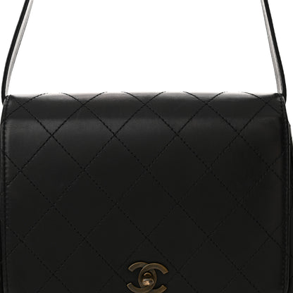Chanel Lambskin Stitched Shoulder Flap Bag Black 10 of 18