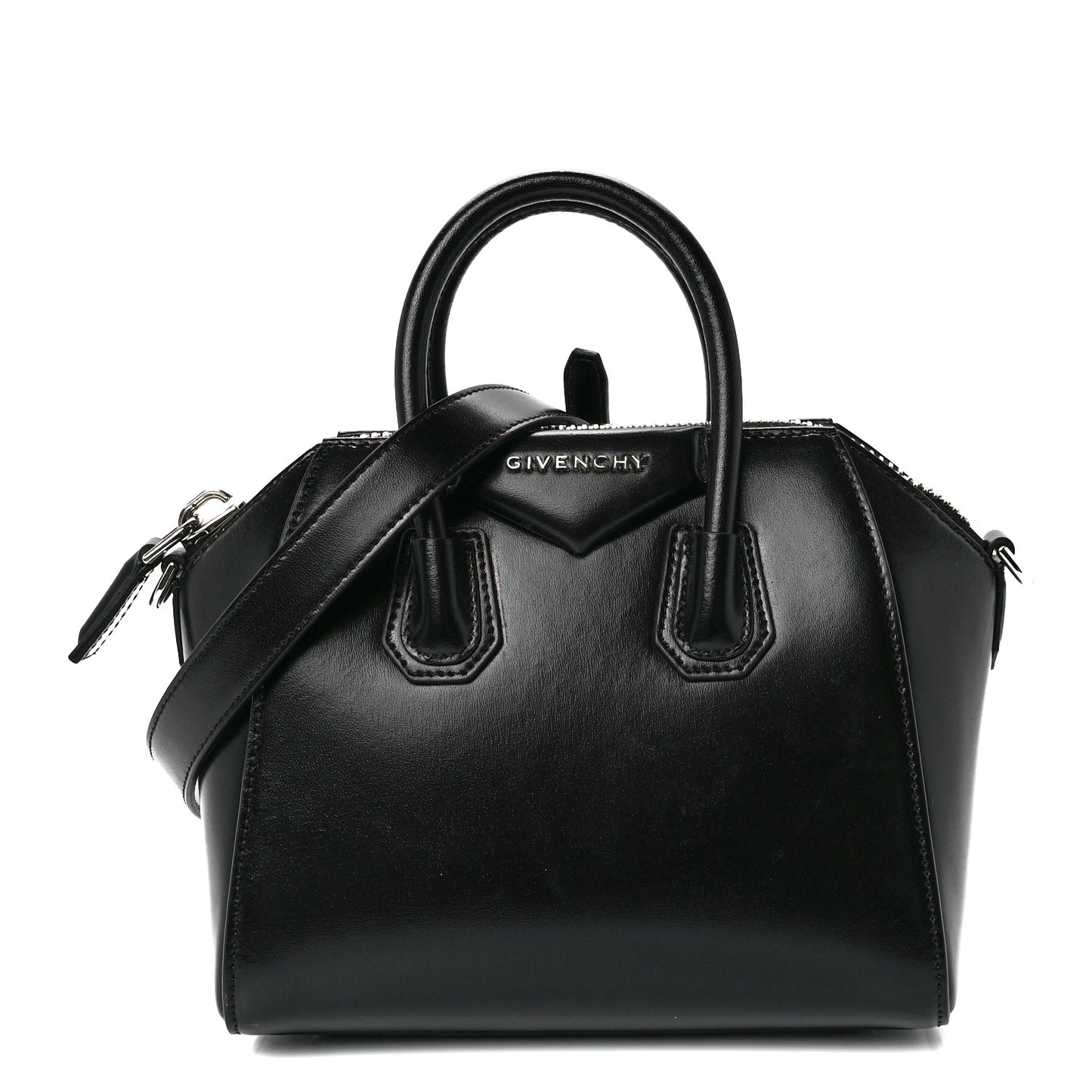 Shiny Lord Calfskin Mini Antigona Black