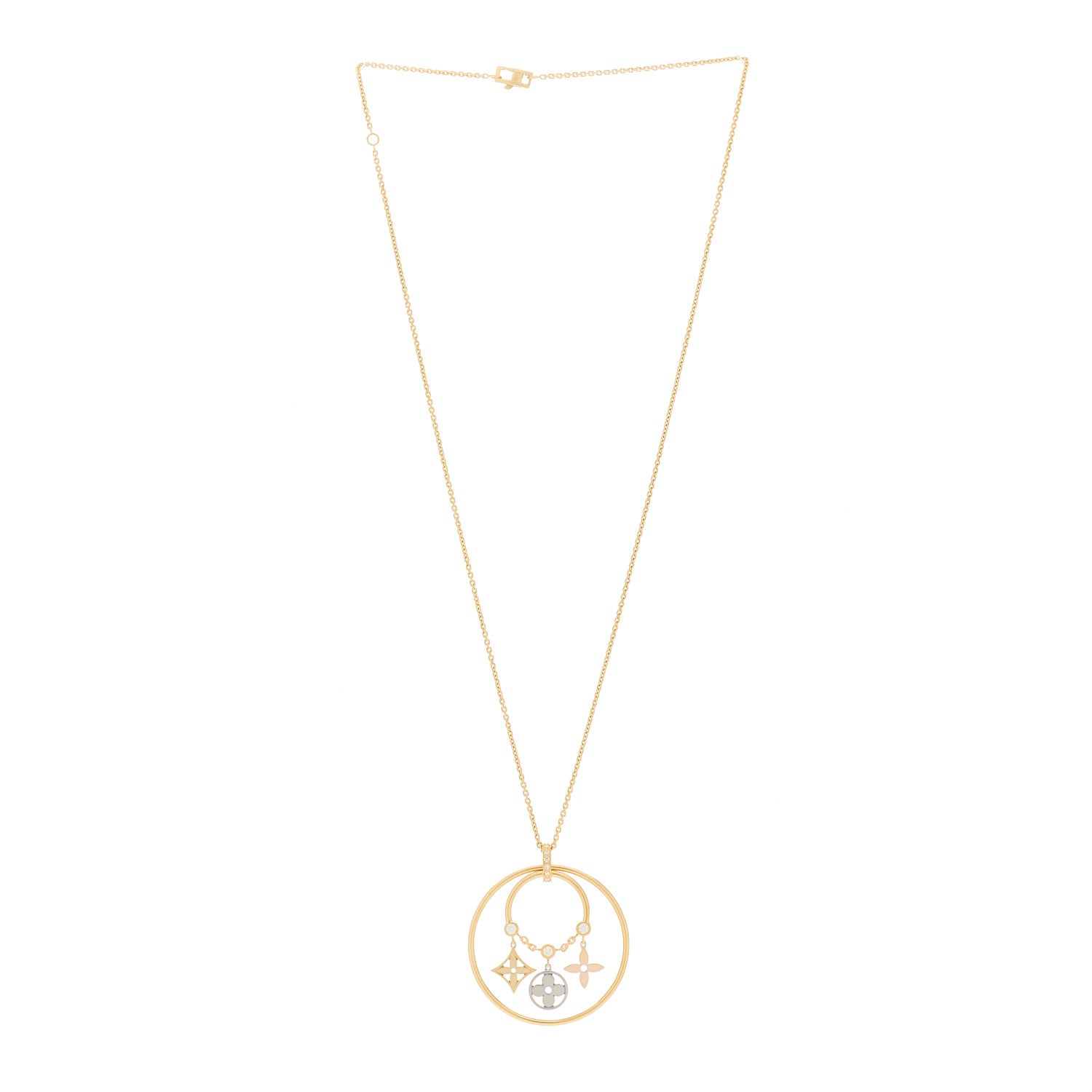 Louis Vuitton 18K Pink White Yellow Gold Diamond Idylle Blossom Circle Drop Pendant Necklace 2 of 5