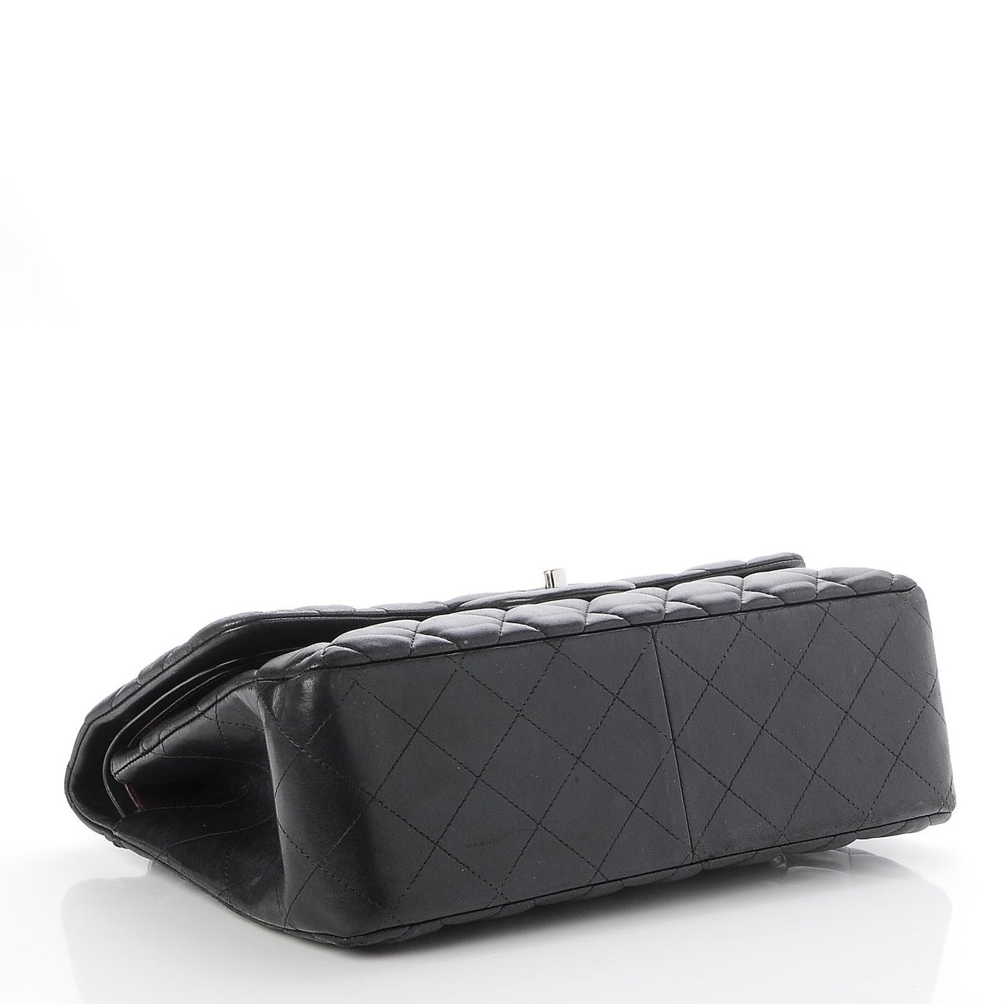 Lambskin Quilted Jumbo Double Flap Black