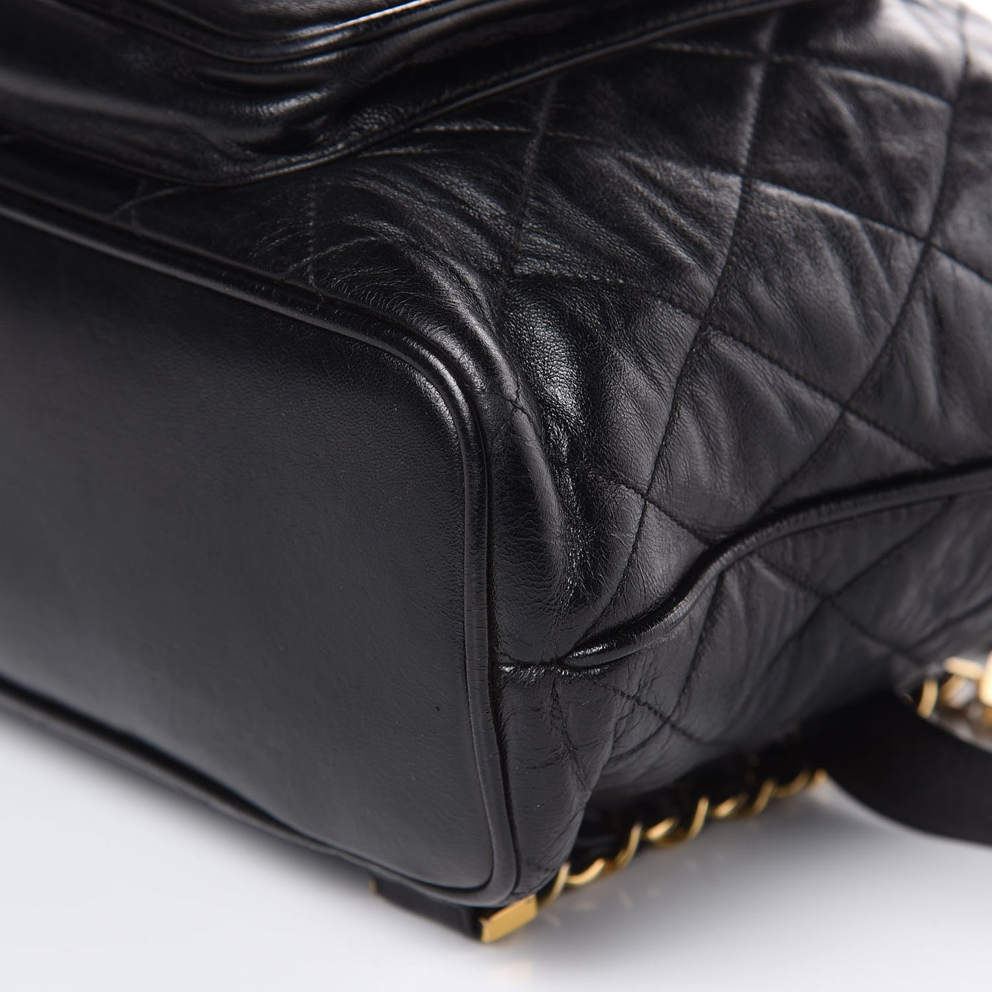 Lambskin Quilted Drawstring Backpack Black