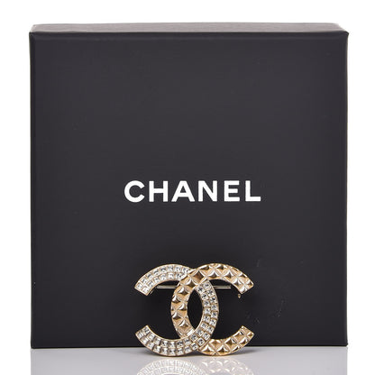 Chanel Baguette Crystal Quilted CC Brooch Gold 5 of 5