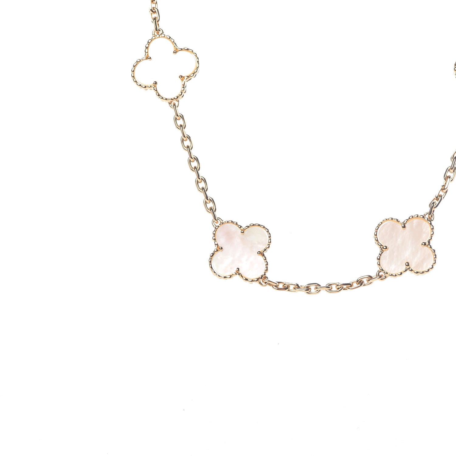 Van Cleef & Arpels 18K Yellow Gold Mother of Pearl 10 Motifs Vintage Alhambra Necklace 7 of 7