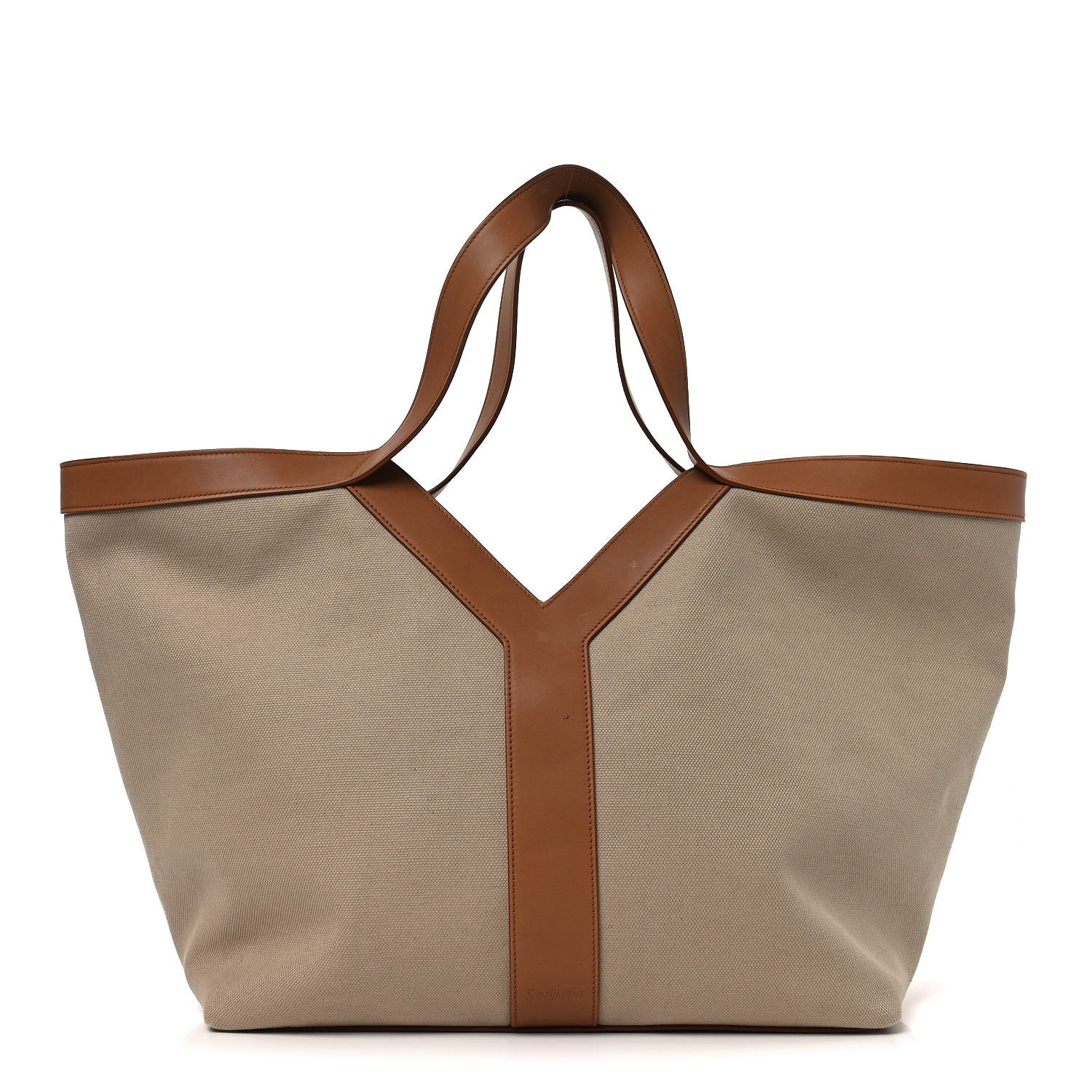 Saint Laurent Canvas Calfskin Y Tote Desert Dust Brick 1 of 9