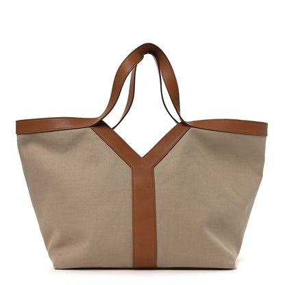 Saint Laurent Canvas Calfskin Y Tote Desert Dust Brick 1 of 9