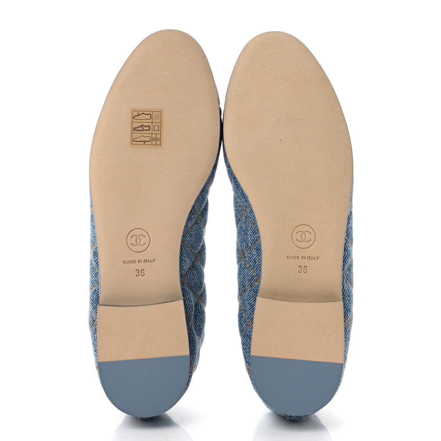 Chanel Denim Quilted CC Cap Toe Ballerina Flats 36 Light Blue 6 of 10