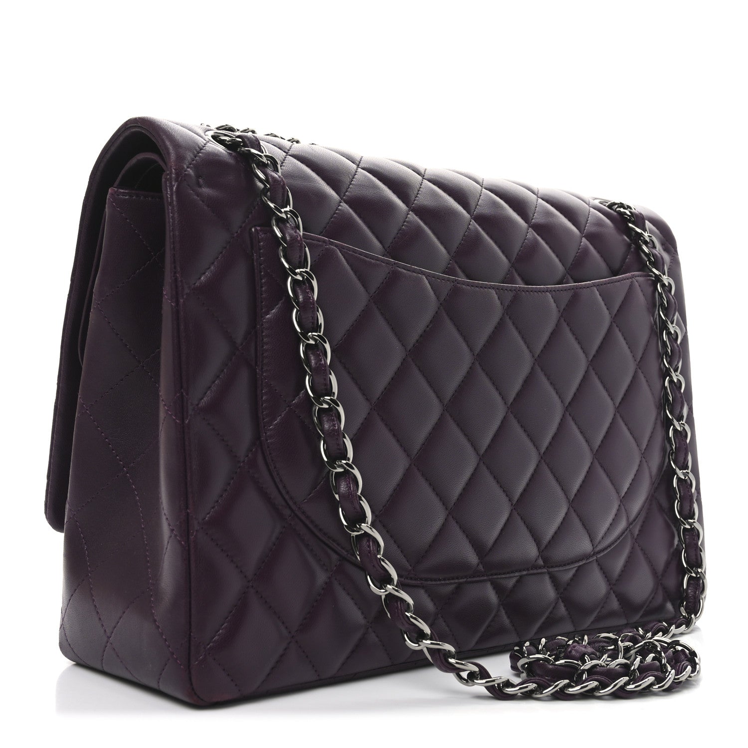 Chanel Lambskin Quilted Maxi Double Flap Plum 3 of 10
