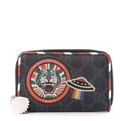 Gucci GG Supreme Monogram Night Courrier Embroidered Zip Around Card Case 1 of 6