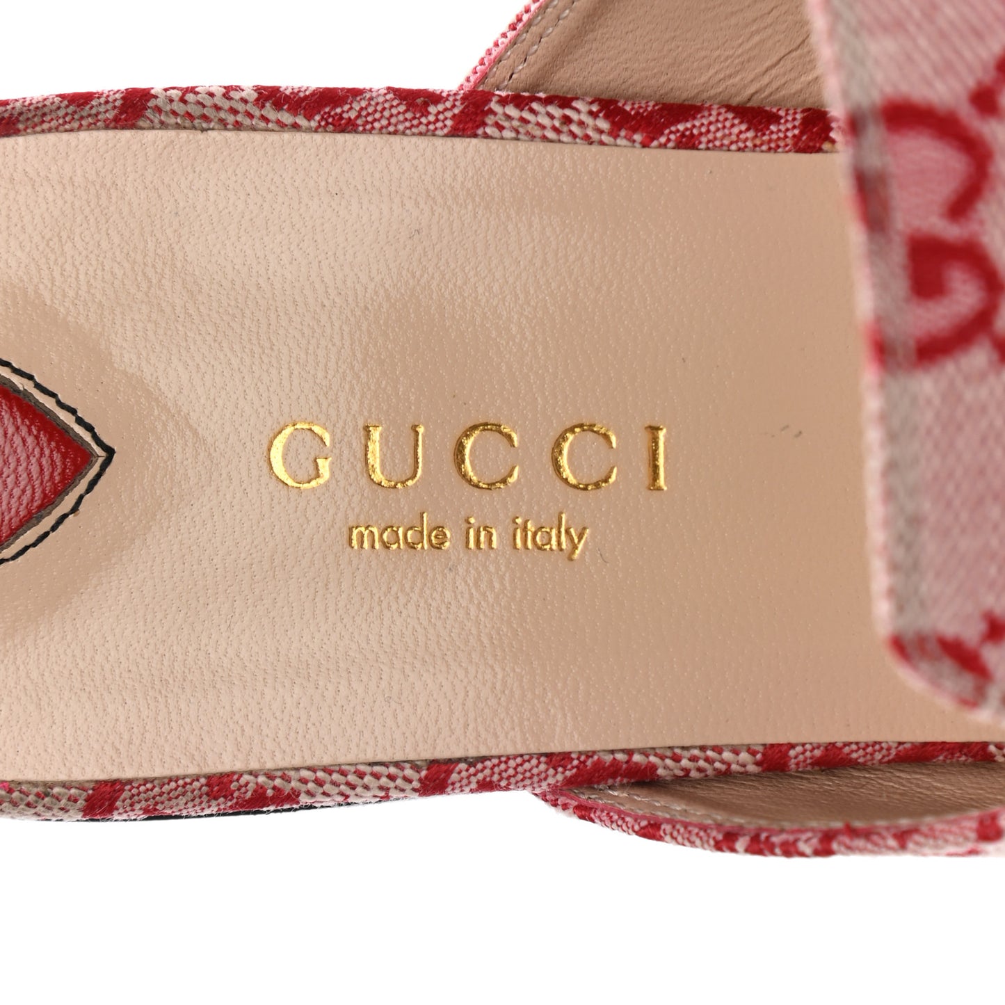 Canvas GG Monogram Horsebit Womens Princetown Slippers 37 Gardenia Hibiscus Red